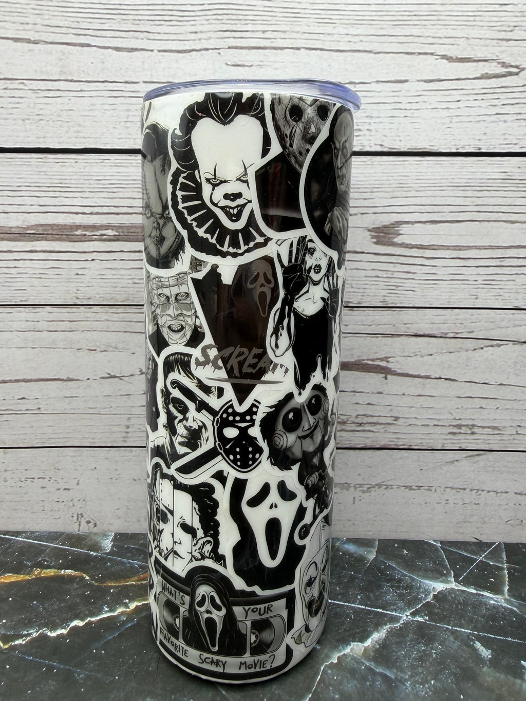 20oz Horror Movie Icons Skinny Stainless Steel Tumbler