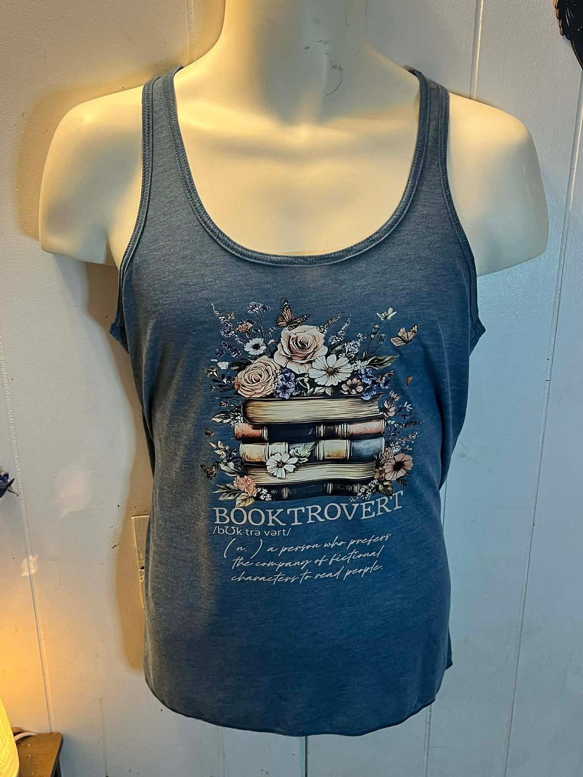 Booktrovert Floral Tank Top – Size Large