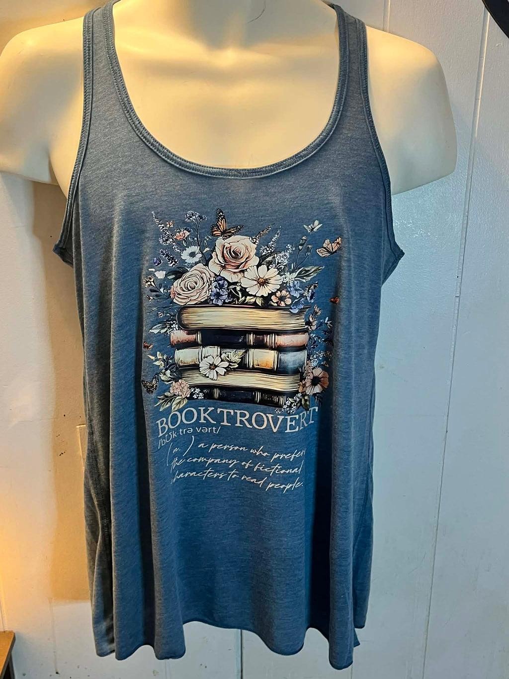 Booktrovert Floral Tank Top – Size Large