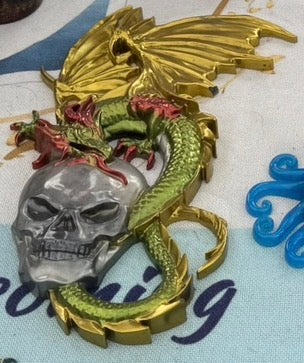 Mystic Green/Gold Resin Dragon