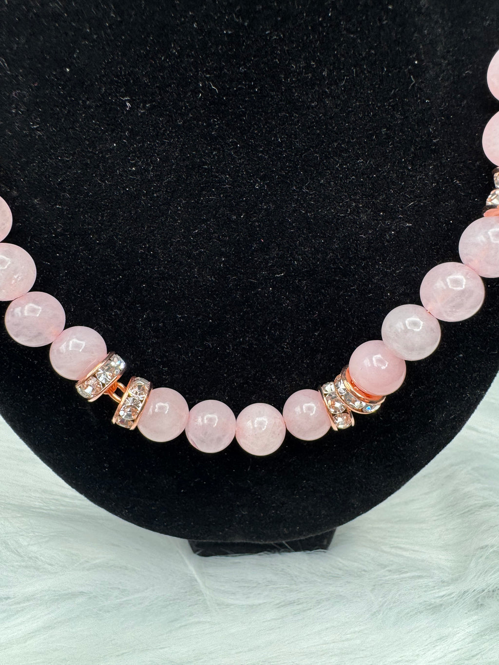 Handcrafted Rose Quartz Necklace & Bracelet Set