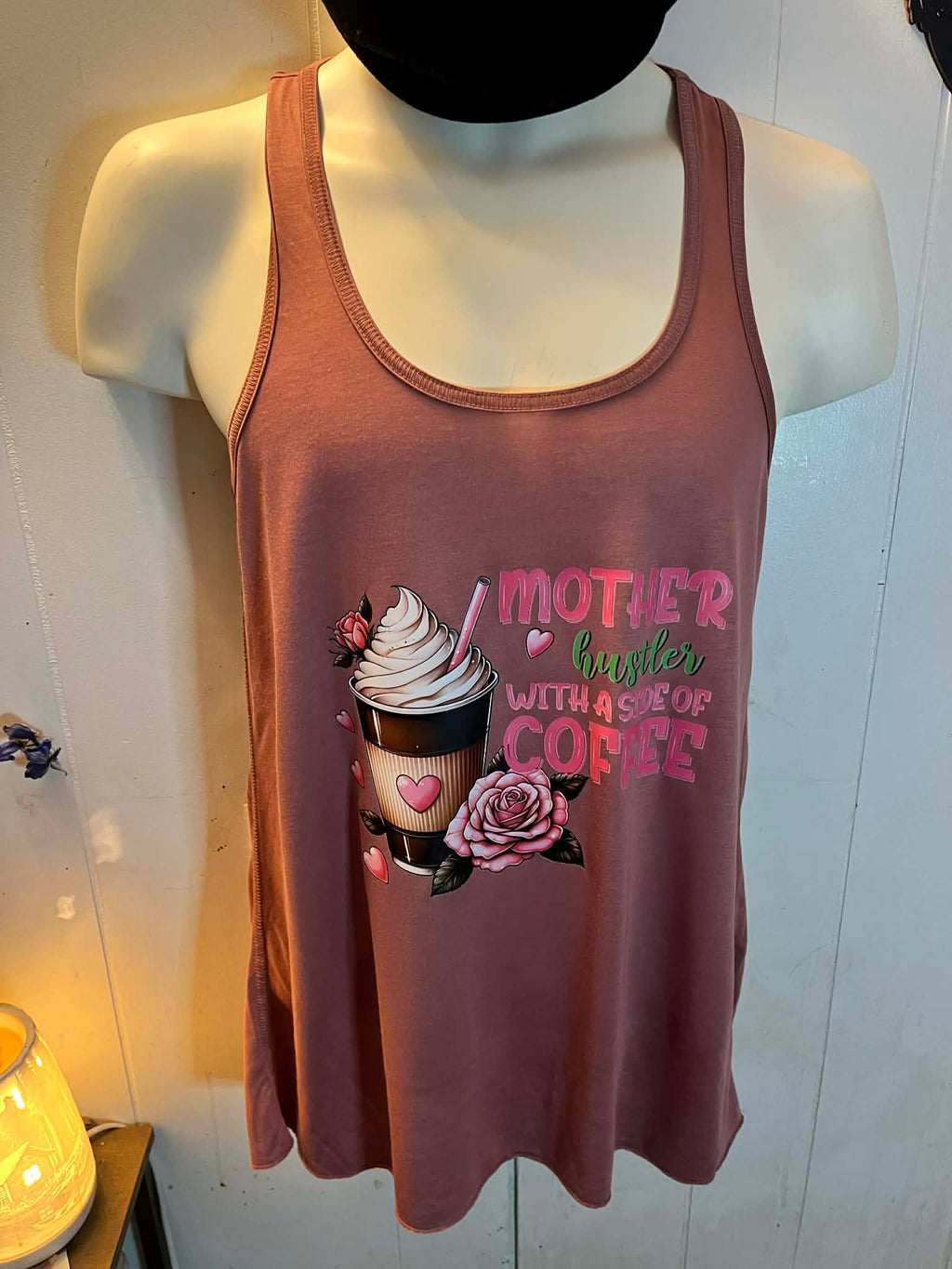 Mother Hustler with a Side of Coffee Women’s Racerback Tank Top