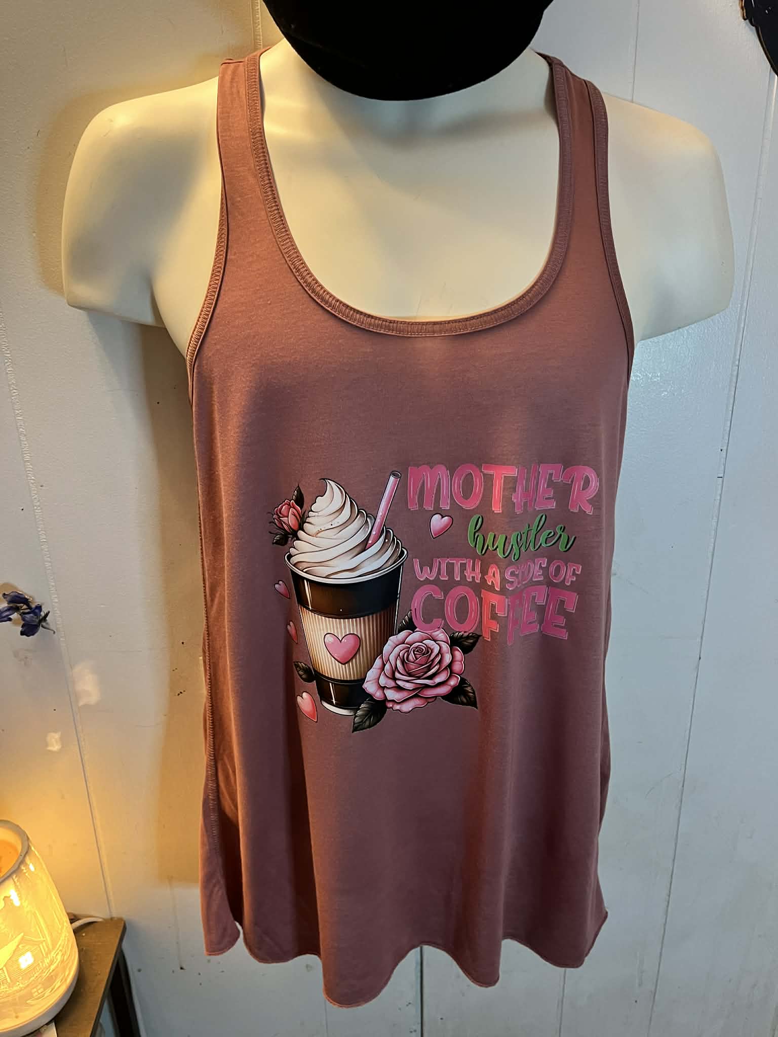 Mother Hustler with a Side of Coffee Women’s Racerback Tank Top