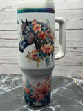 40oz Floral Horse Stainless Steel Tumbler