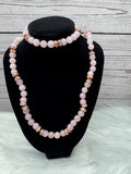 Handcrafted Rose Quartz Necklace & Bracelet Set