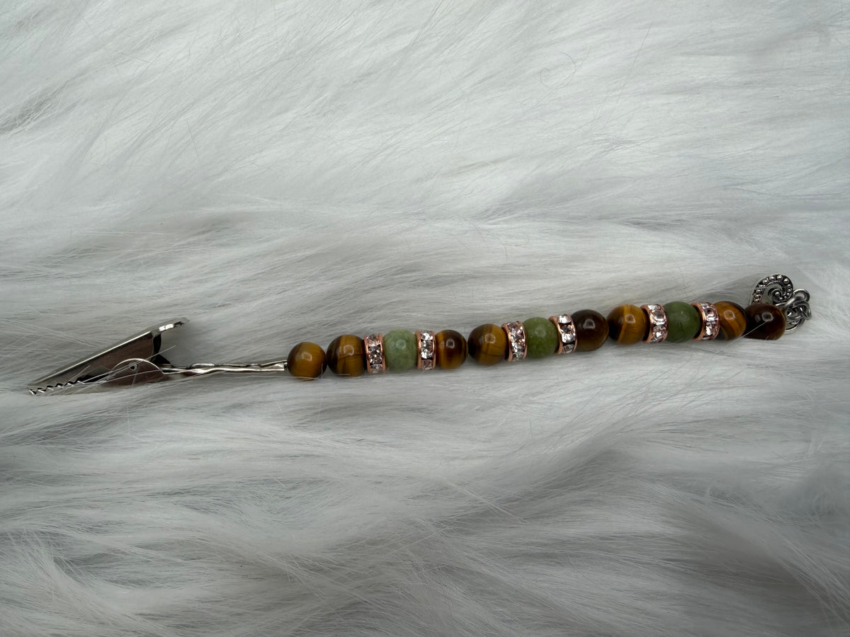 Tiger’s Eye & Southern Chinese Jade Picture Clip