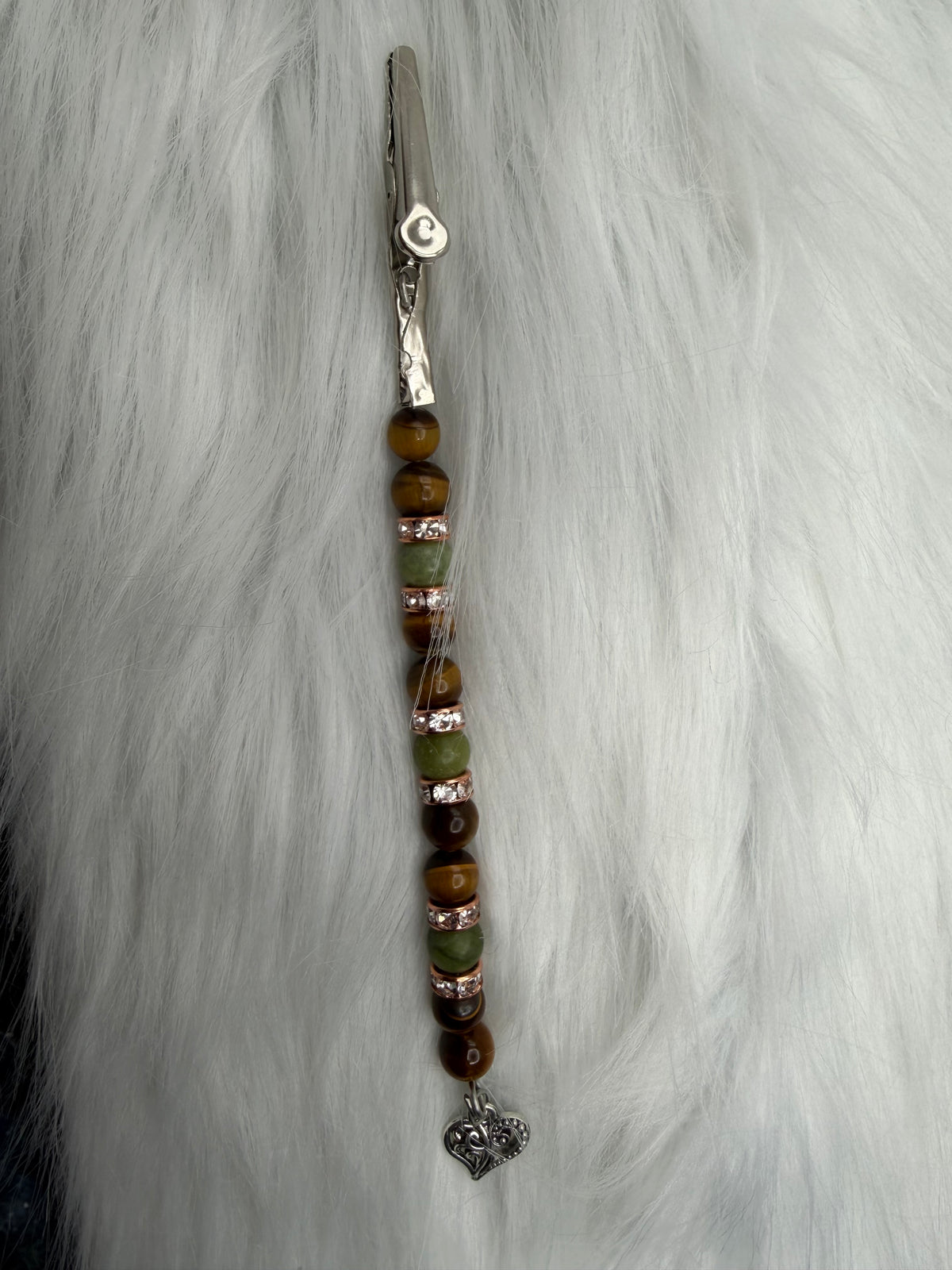Tiger’s Eye & Southern Chinese Jade Picture Clip