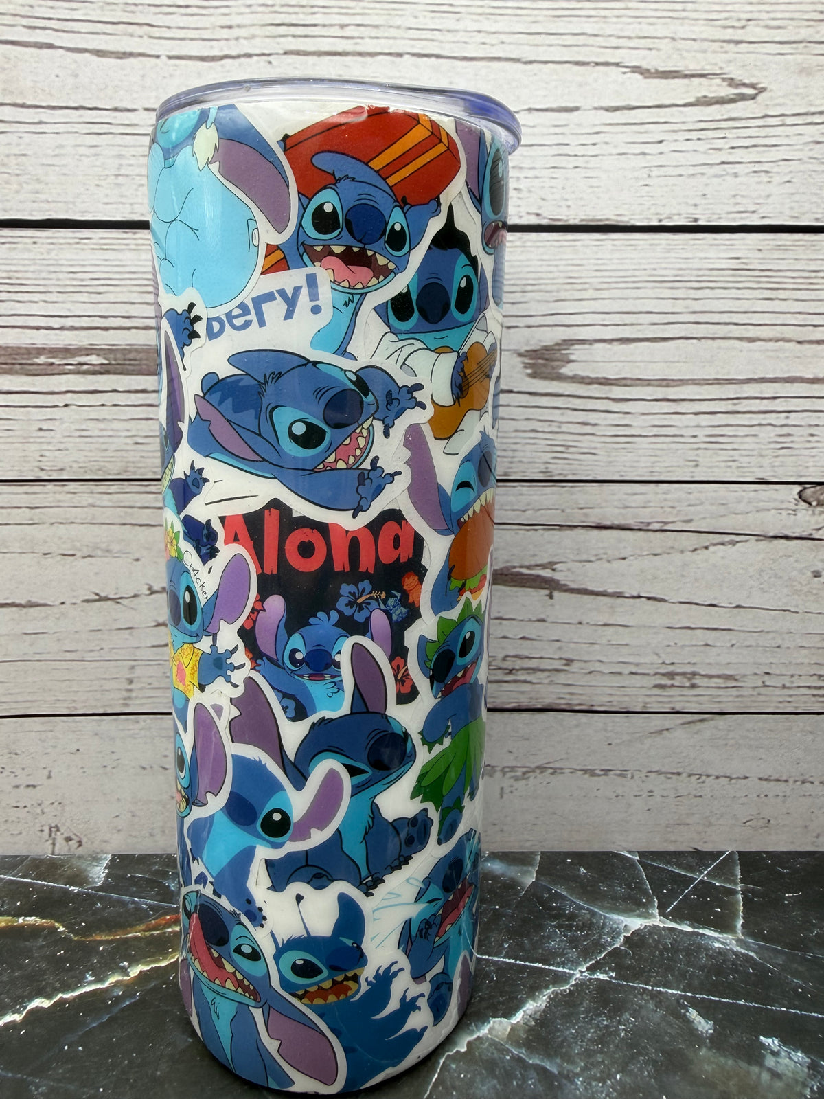 20oz Stitch Collage Skinny Stainless Steel Tumbler