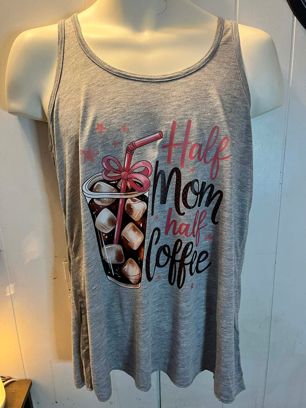 Half Mom, Half Coffee Tank Top – Size XL