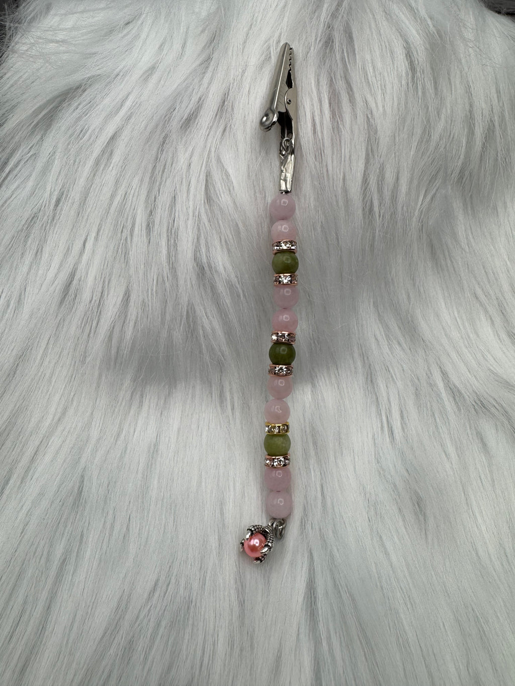 Southern China Jade & Rose Quartz Handcrafted Picture Clip