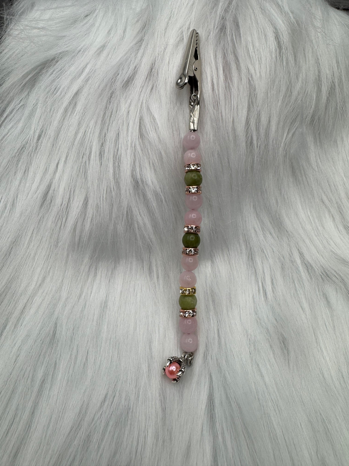 Southern China Jade & Rose Quartz Handcrafted Picture Clip