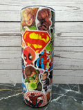 20oz Superhero Collage Skinny Stainless Steel Tumbler