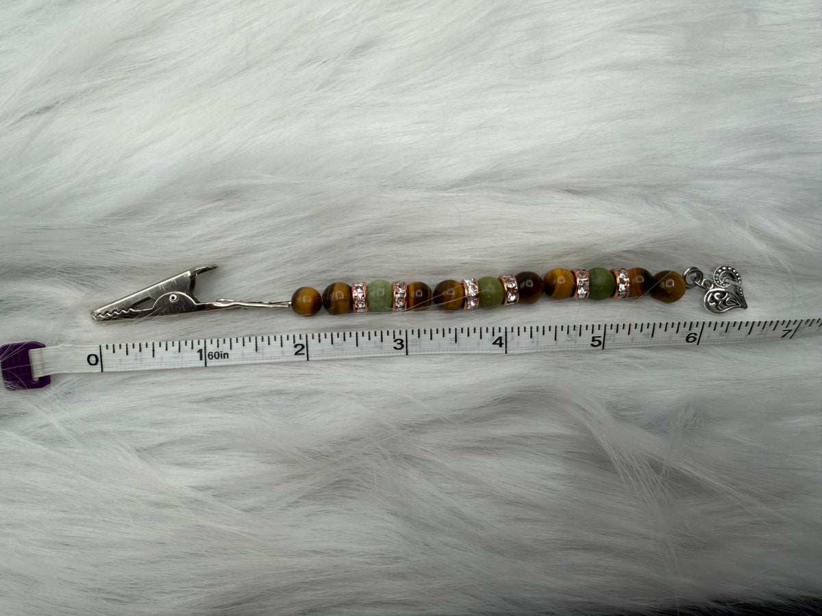 Tiger’s Eye & Southern Chinese Jade Picture Clip