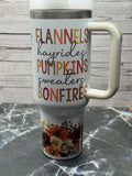 40oz Flannels, Pumpkins Bonfires Stainless Steel Tumbler
